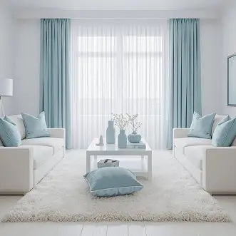 Blue living room curtains
