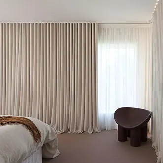 Beige wave curtains bedroom Dubai