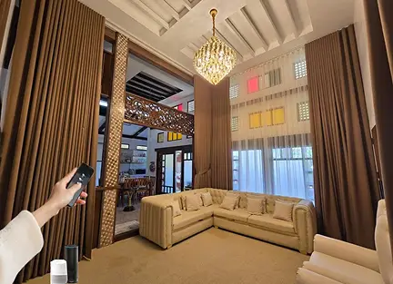 Electric white curtains Dubai bedroom