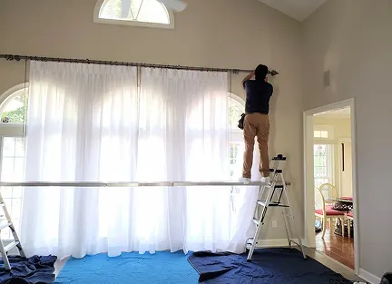 Living room curtain installation Dubai