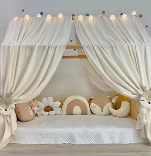 Striped children's curtains