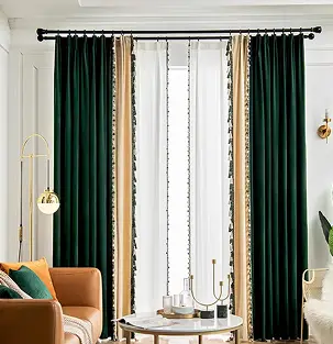 Green blackout curtains Dubai decor