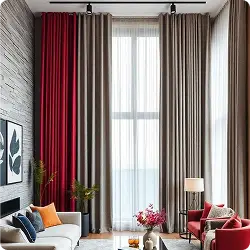 Red and grey luxury curtains